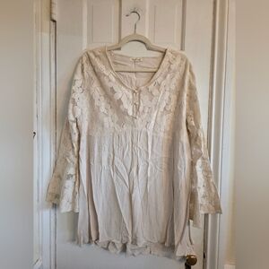 Indigo Soul Ivory Floral Lace Top